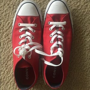 Red Converse All Star Low Tops, SZ 10